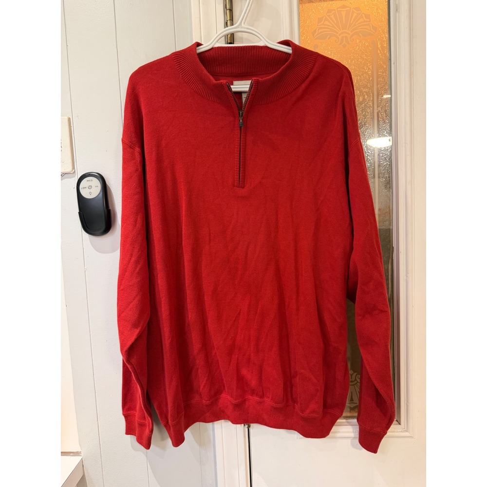 Cutter & Buck Mens Red 100% Cotton Quarter Zip Pullover Sweater Large